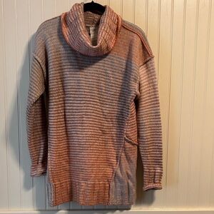 CAbi Striped Cowl Neck Sweater - Pink and Gray